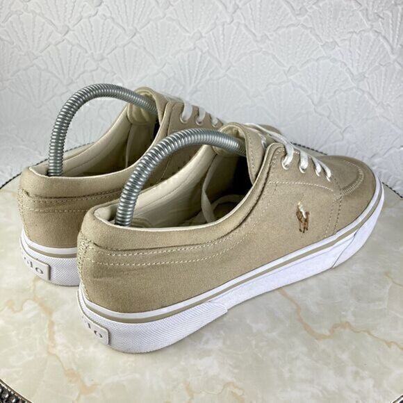 Polo Ralph Lauren Sneakers Mens Sz 8 Khaki Faxon Low-Top Canvas Slip On Sneakers - Picture 9 of 12